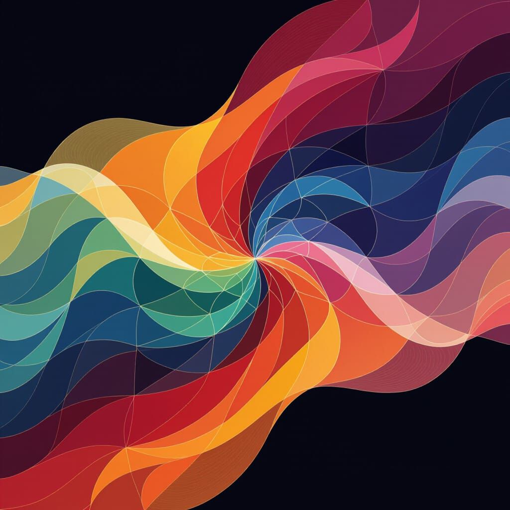 Vibrant Abstract Waves Flowing on Black Background
