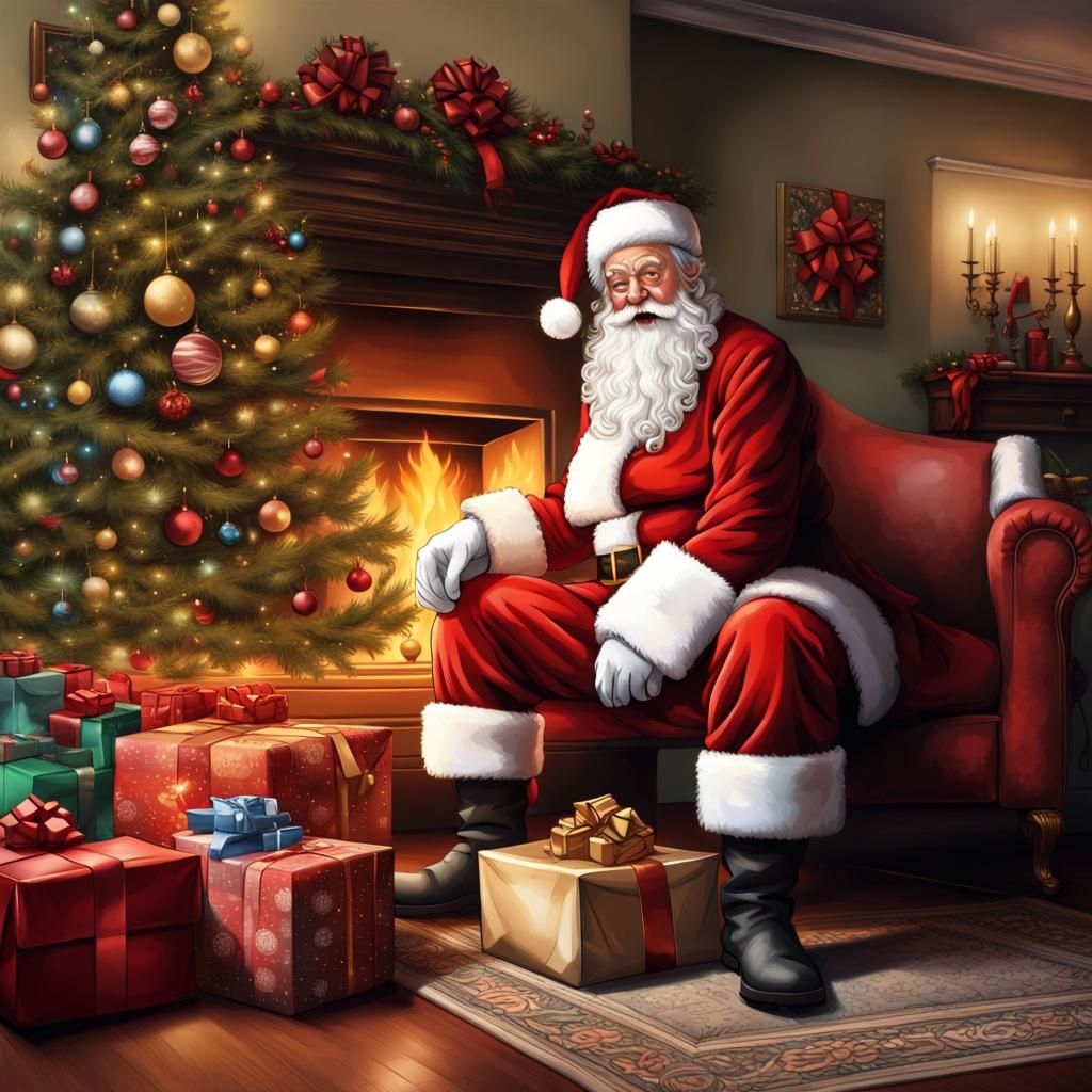 Santa Claus Delivering Christmas Presents: Hyperrealistic Ar...
