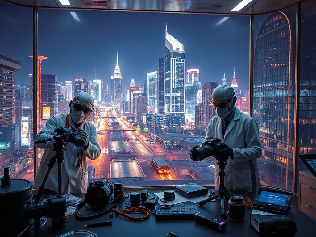 Epic Futuristic Metropolis at Night, Hyper-Realistic Citysca...