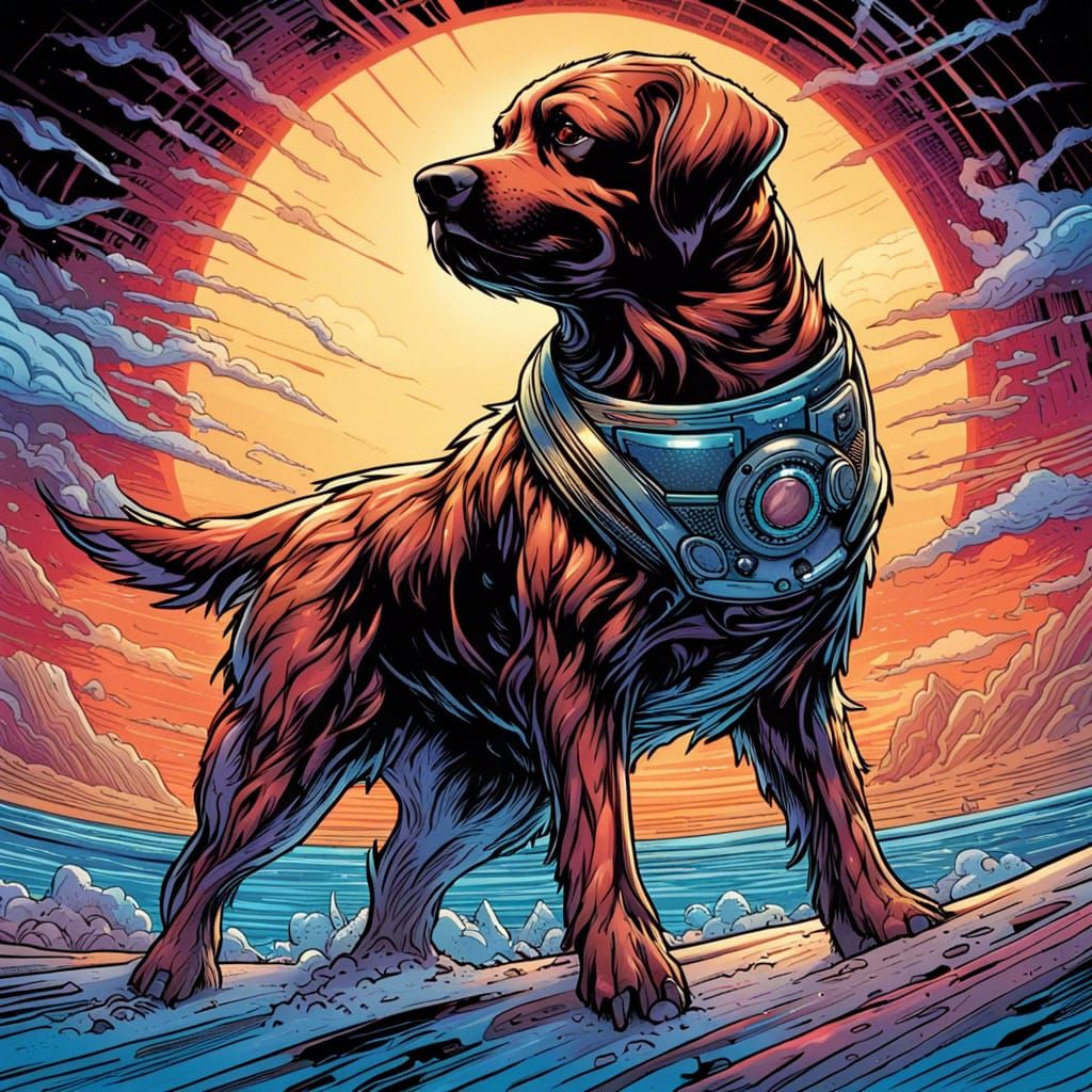 Cool Dog in Comic Book Art Style
