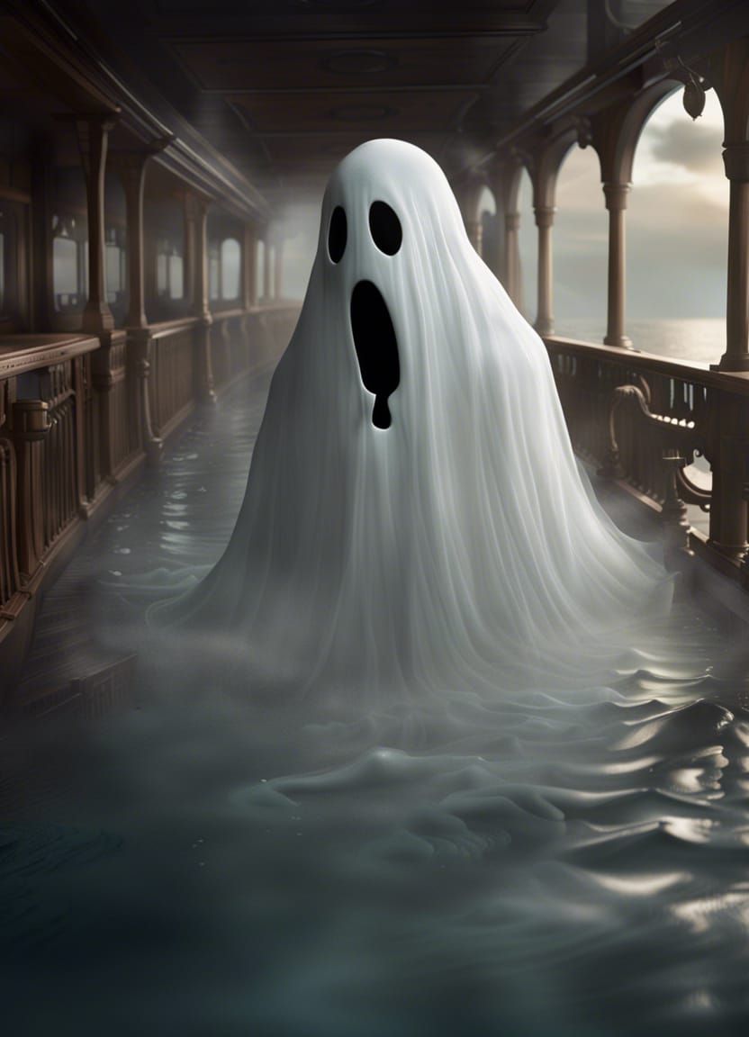 Cartoon Ghosts on the Titanic: A Matte Painting