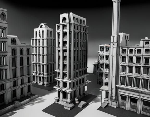 Post-War City Ruins Landscape