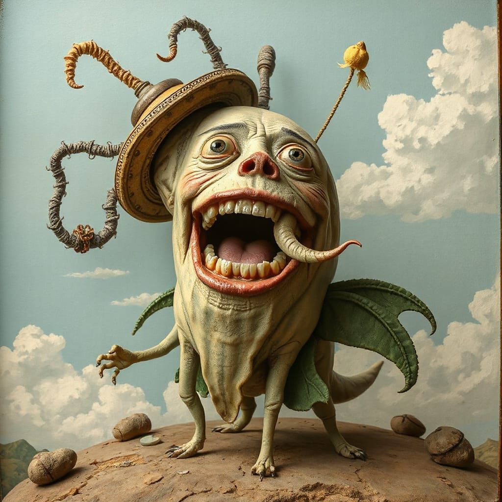 Wistful Tooth in Naive Surrealist Style