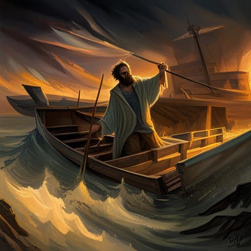 Sinister Ferryman of Hades in Dark Fantasy Style