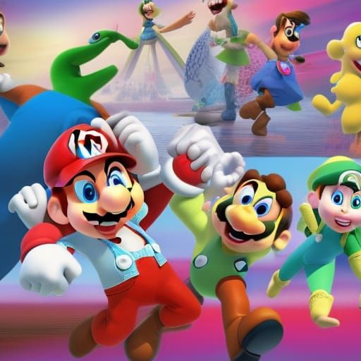 Nintendo Logo in Pixar-Style 3D Digital Art