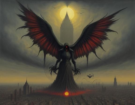 Surreal Death Angel of Cobwebs over Red City