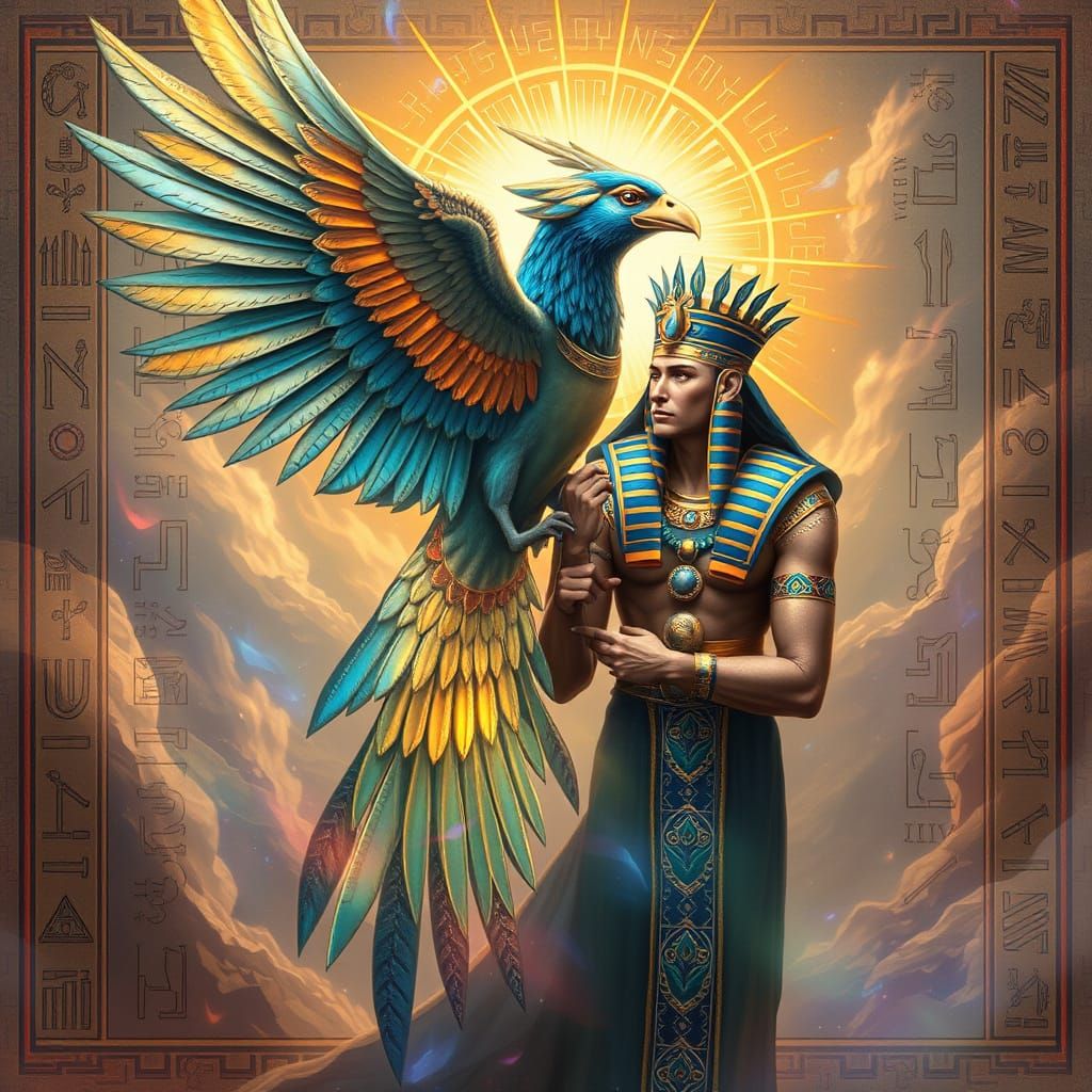 Ra Unites with Horus in Ancient Egyptian Art