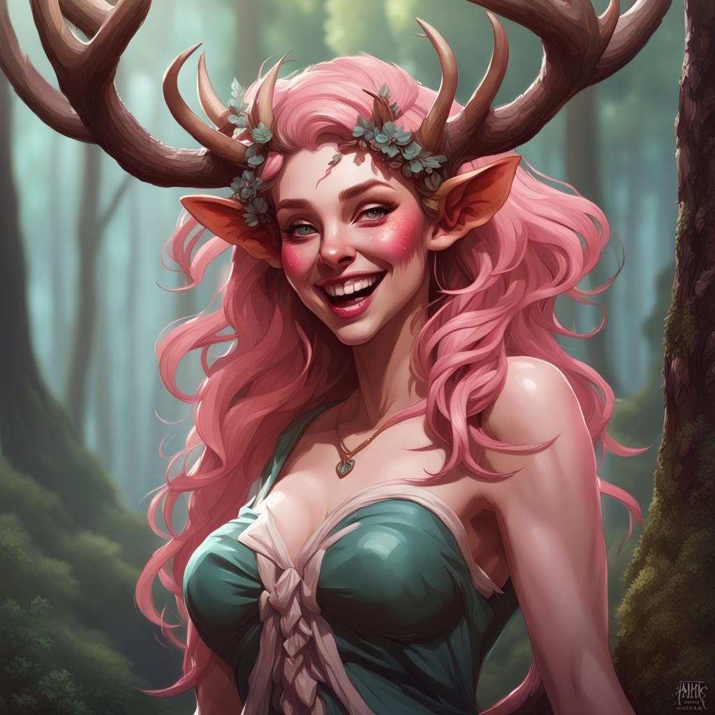 Female Faun Character Portrait in Deep Color