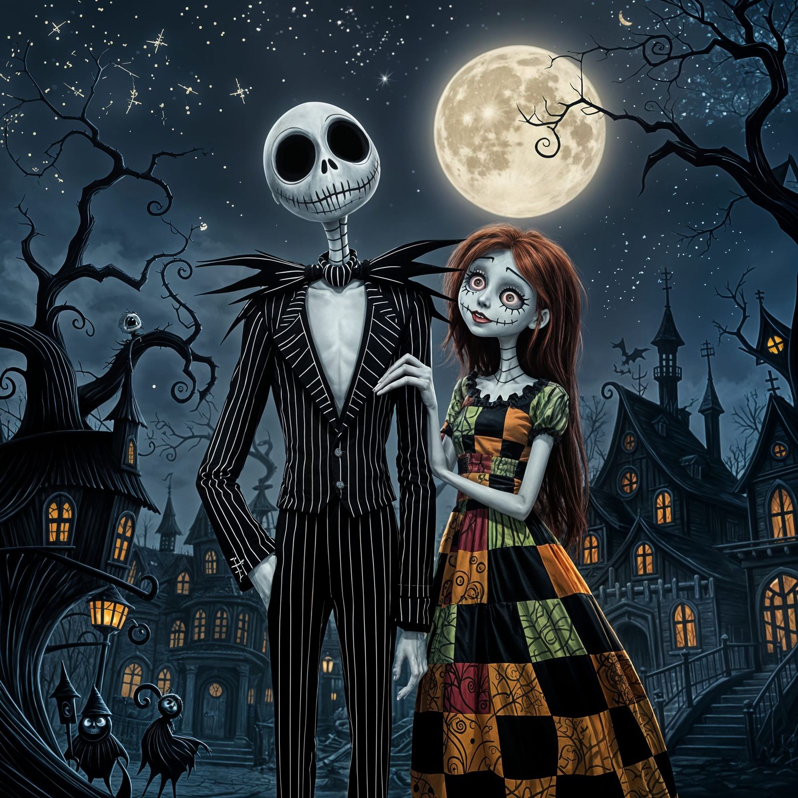 Jack and Sally in Nightmare Before Christmas World