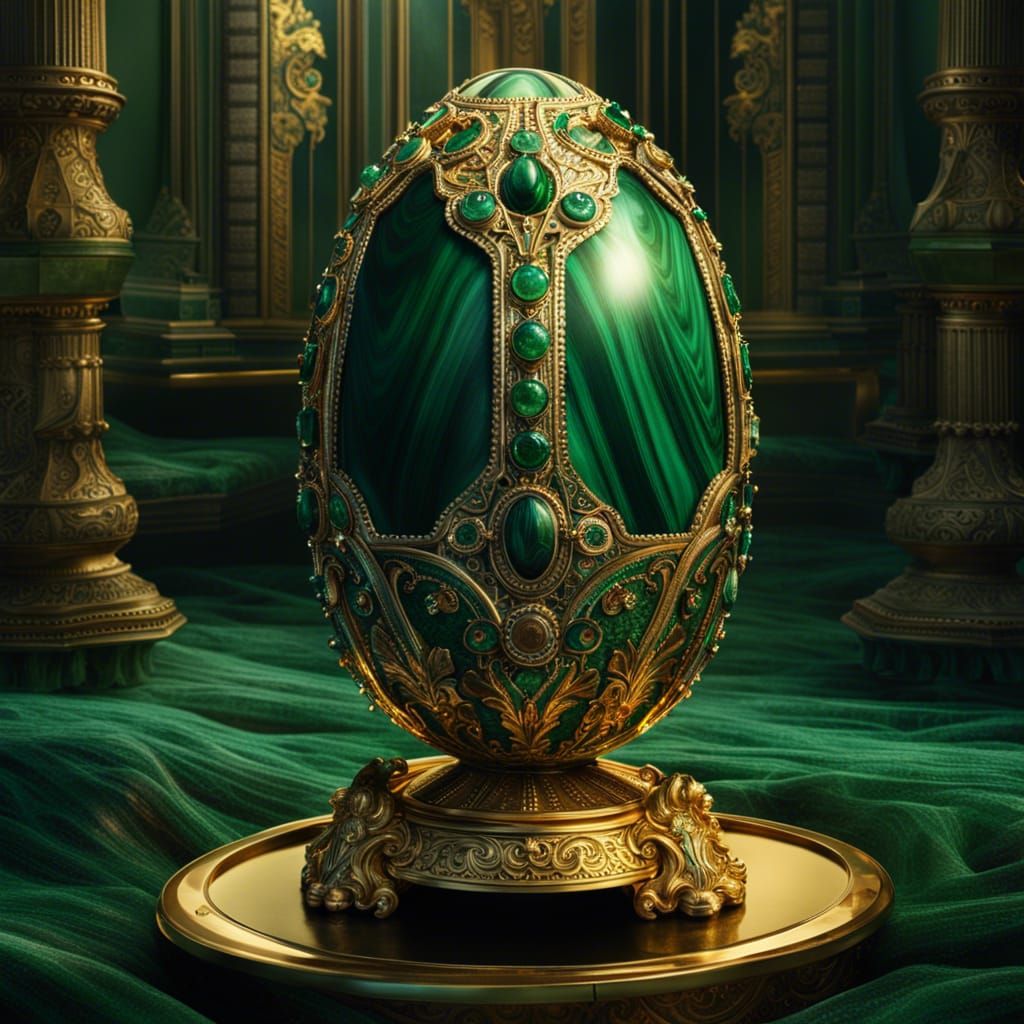 Malachite and Gold Fabergé Egg: Digital Matte Painting