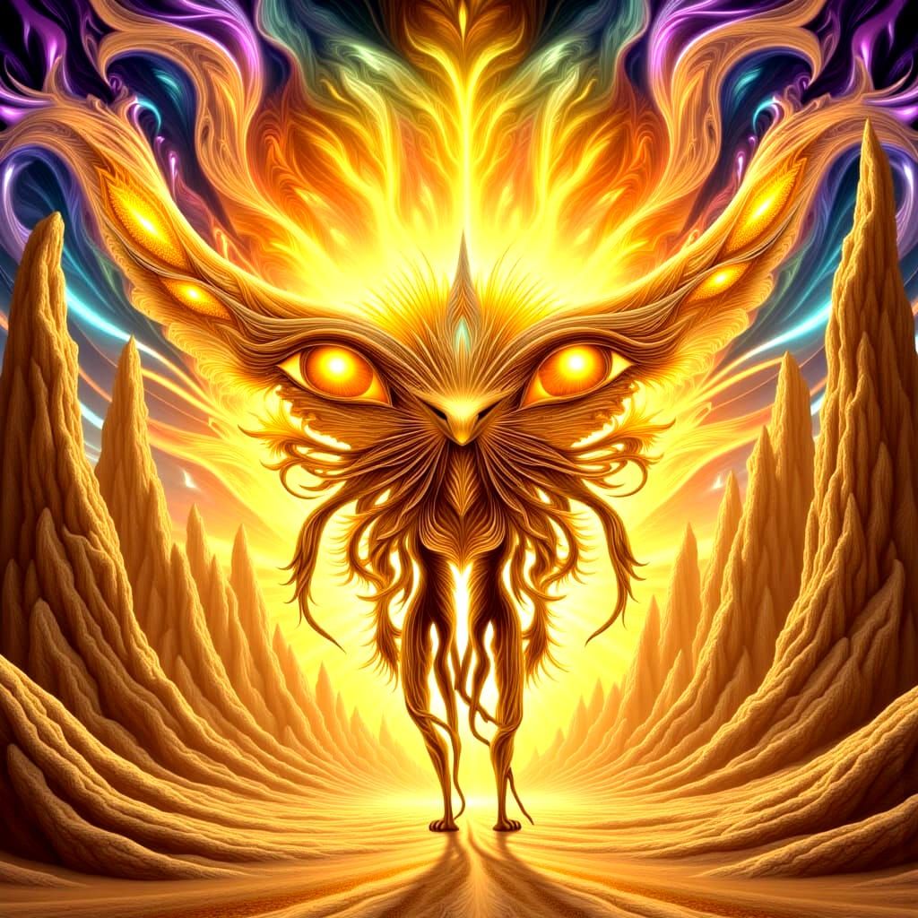 Surreal Lion Creature in Desert Arches