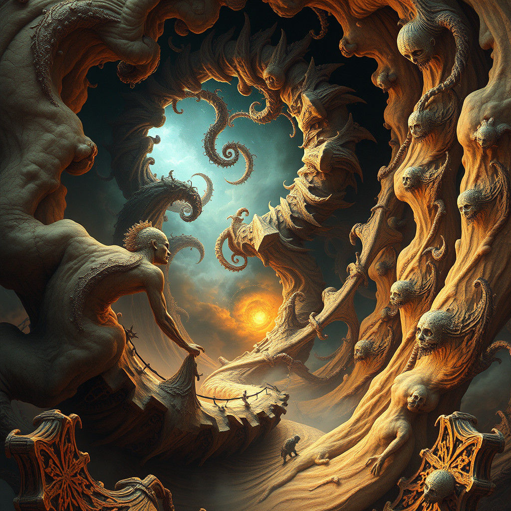 Discordant Realm of Chaotic Madness in Surrealist Style