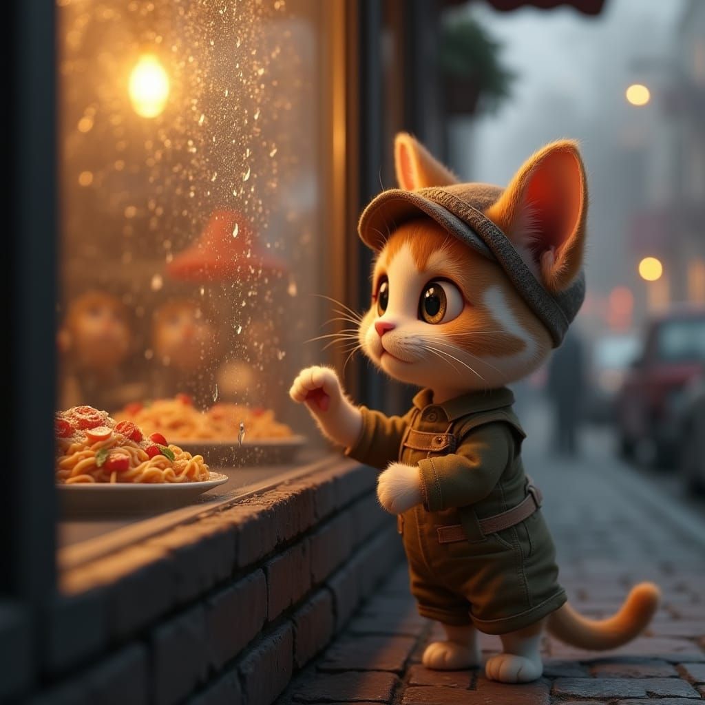 Soulful Feline Creates Heart Art on Foggy Restaurant Window