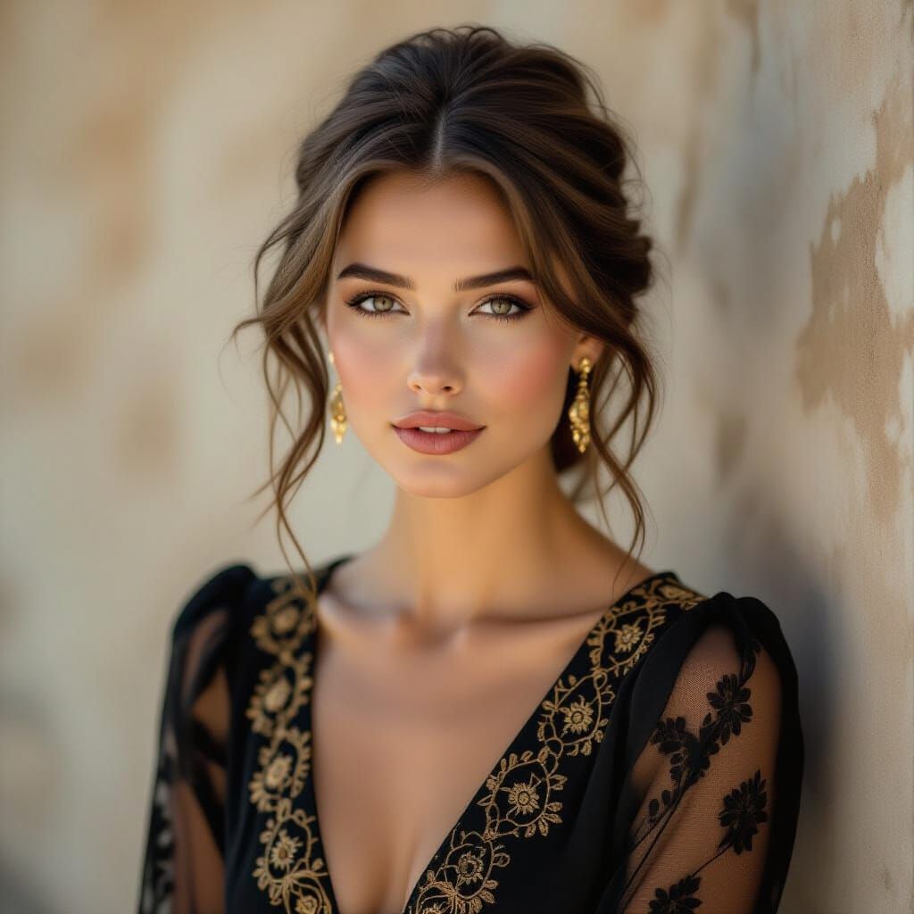 Elegant Vintage Photorealistic Portrait with Warm Lighting