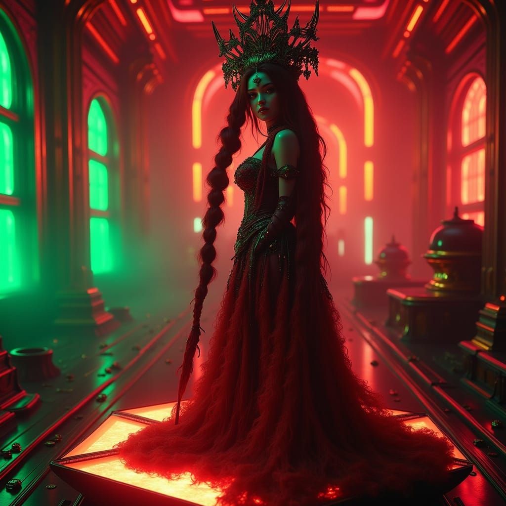 Ethereal Gothic Tsaritsa as Angel of Death in Neon Nightclub