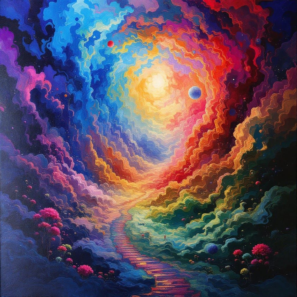 Vibrant Dreamscape in Surrealist Style