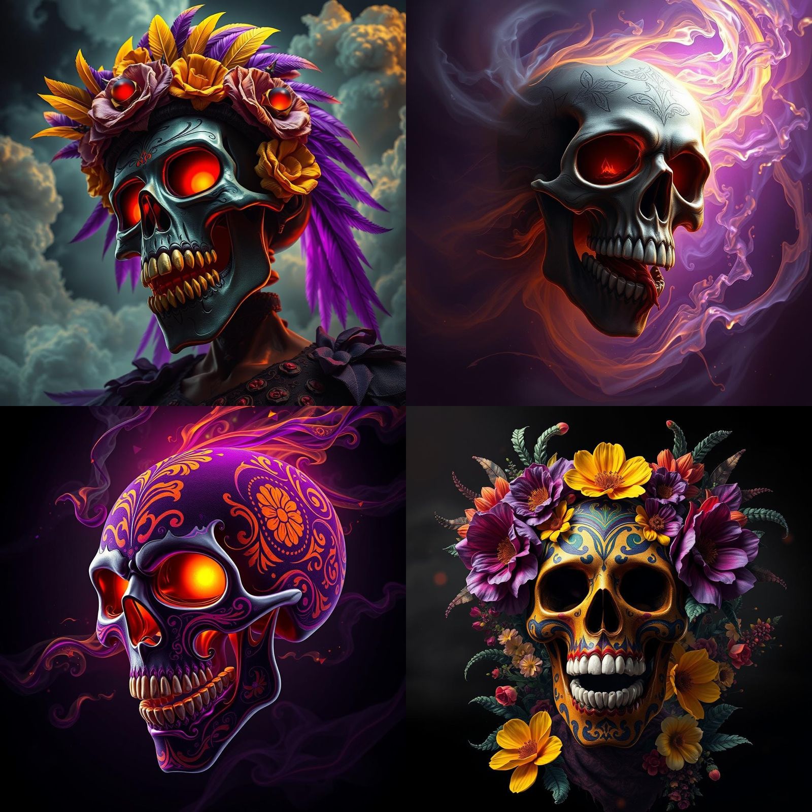 Day of the Dead Sugar Skull Dark Fantasy Art