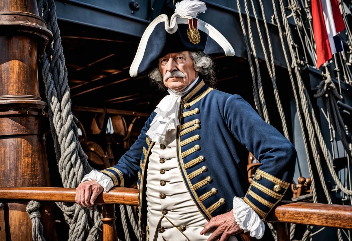 French Navy Captain on Warship Deck