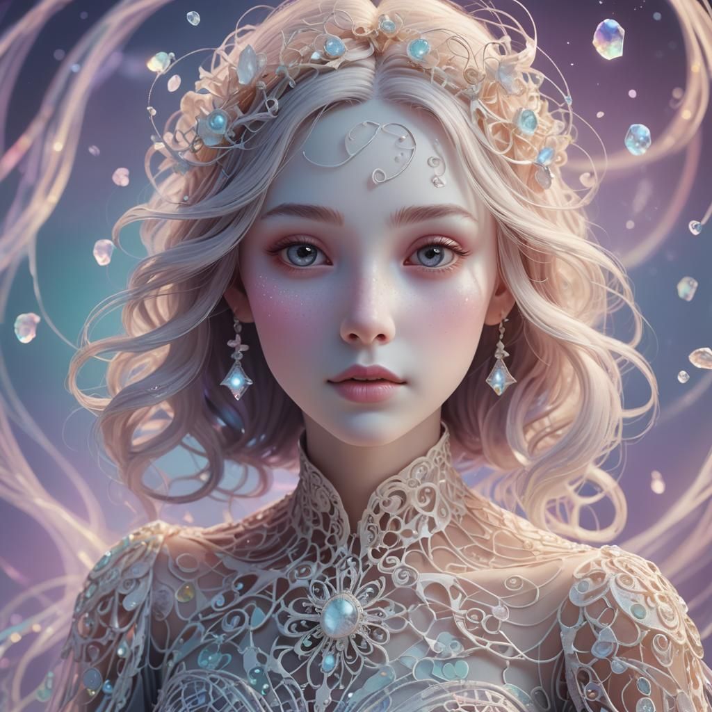Ethereal Ghost Portrait in Pastel Colors: 3D Digital Art