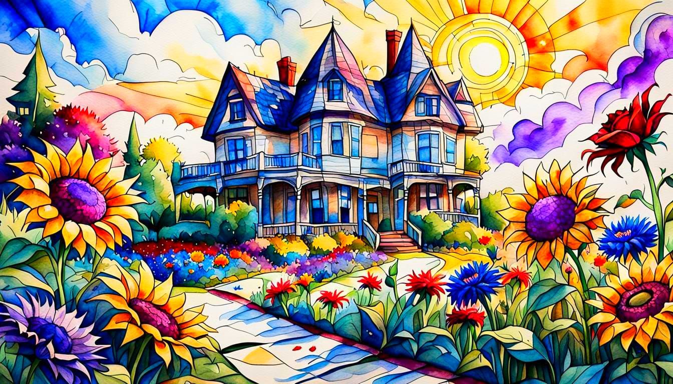 Playful Ink Doodles: Victorian Garden in Watercolour