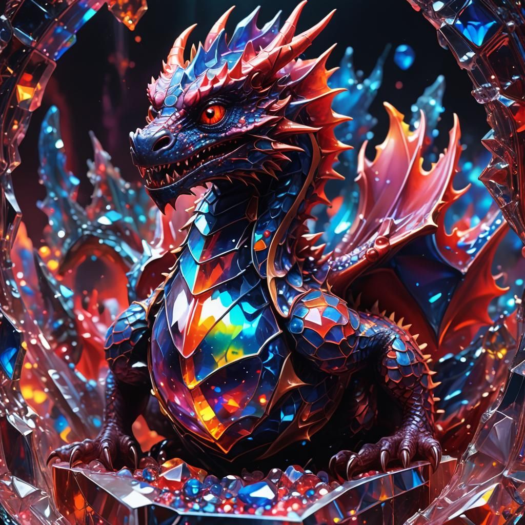 Vibrant Crystal Box Scene in Hyper-Realistic Digital Graffit...