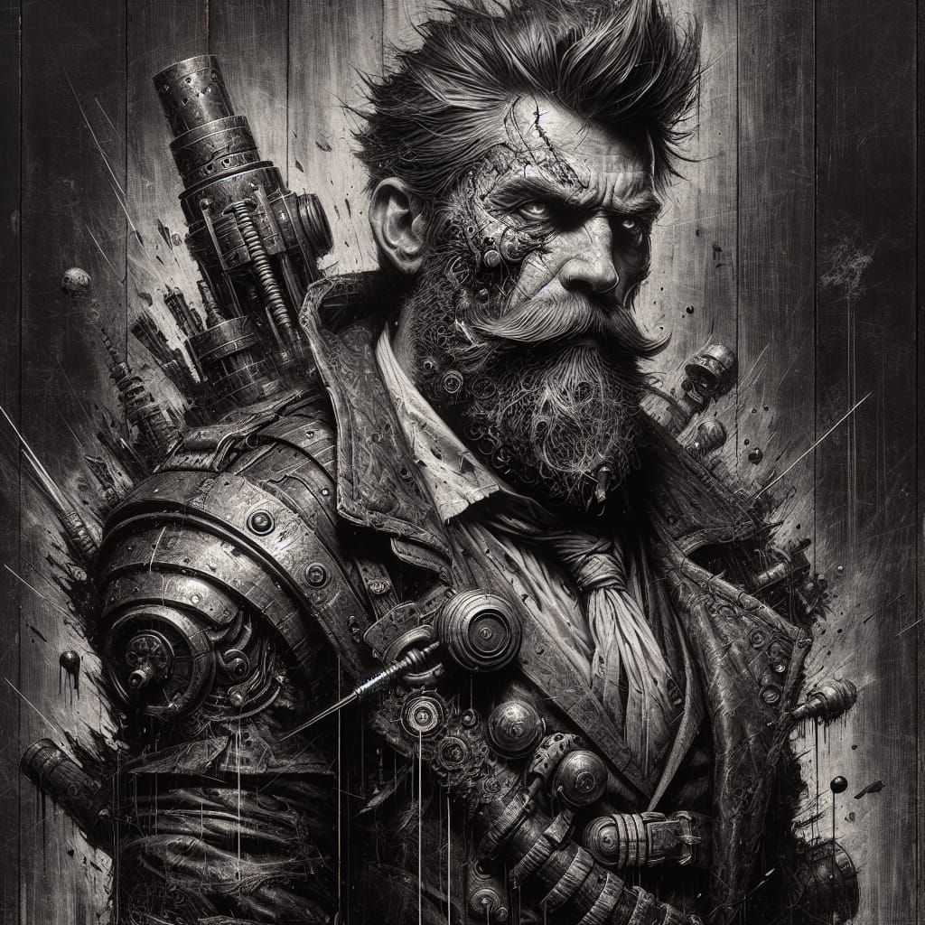 Steampunk Sci-Fi Portrait in Sepia Tones