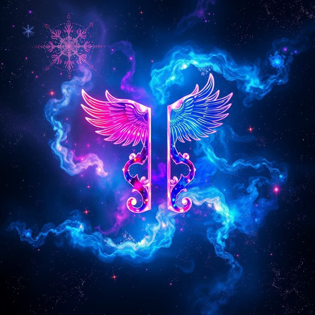 Multicolored Gemini Zodiac Sign in Cosmic Galaxy