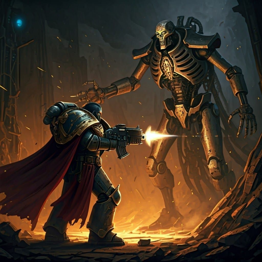 Warhammer 40k Space Marine vs Necron Battle