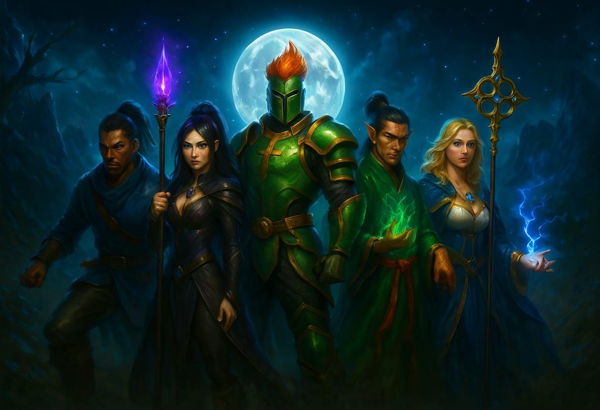 D&D Party in Magic the Gathering Art Style