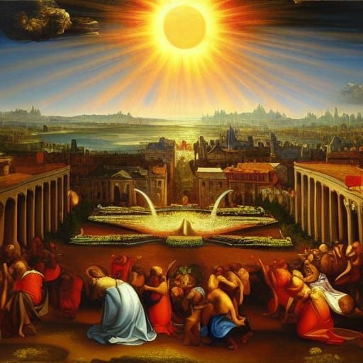 Renaissance Cityscape with Fountain Planet