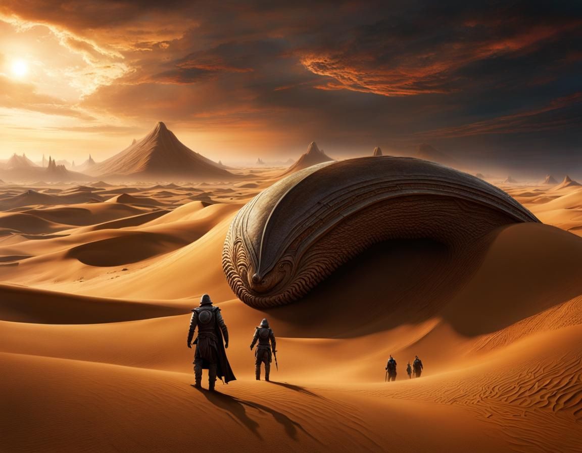 Arrakis: Giant Sandworm Emerges in Sci-Fi Landscape