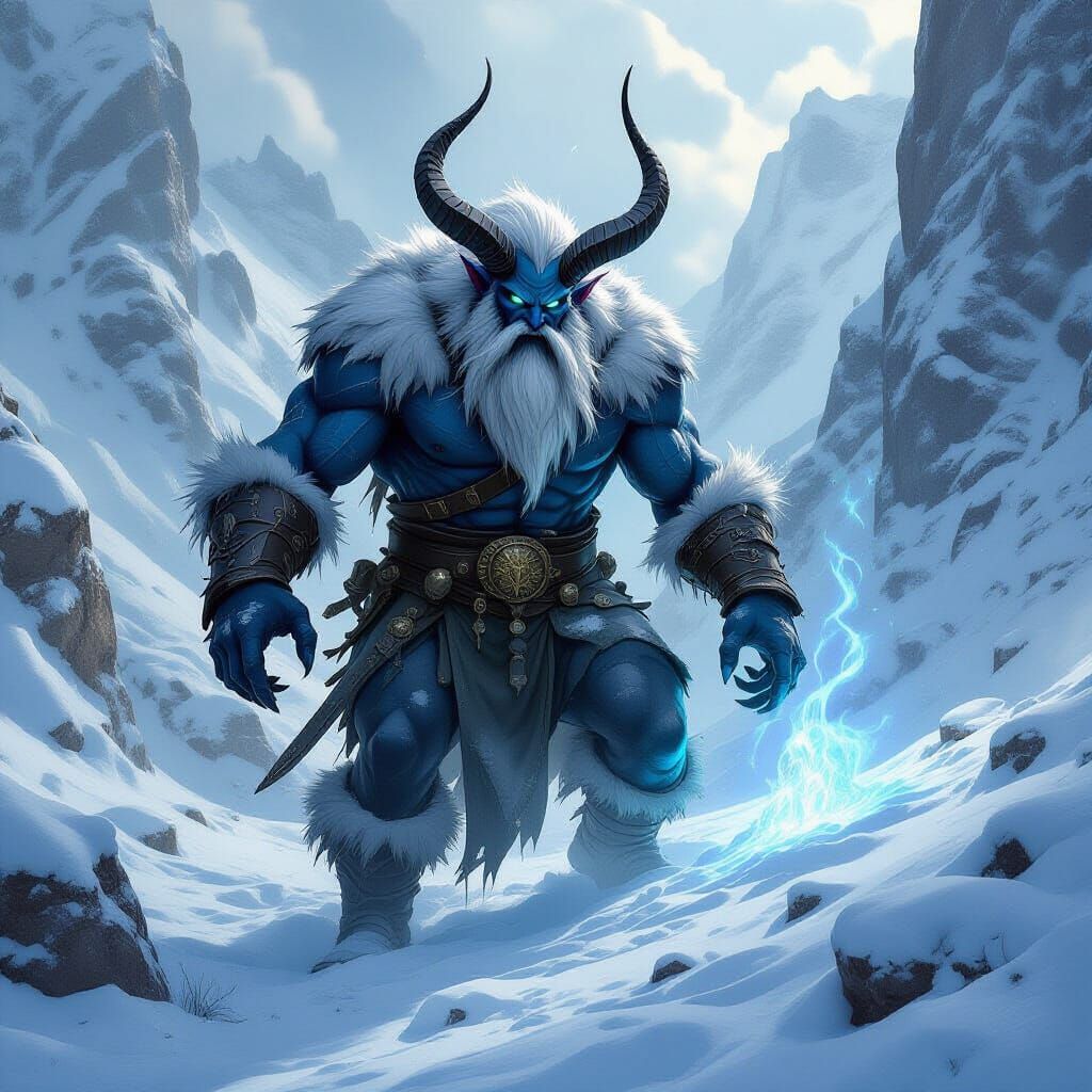 Iced Abominable Snowman in a Dark Fantasy Style