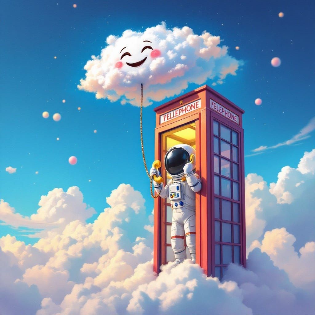 Surreal Astronaut in a Skybound Phone Booth Connects with a ...