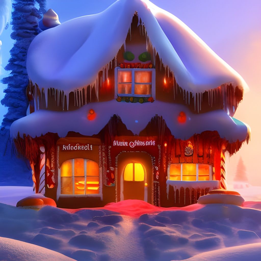 Gingerbread House in Winter Wonderland: Matte Painting