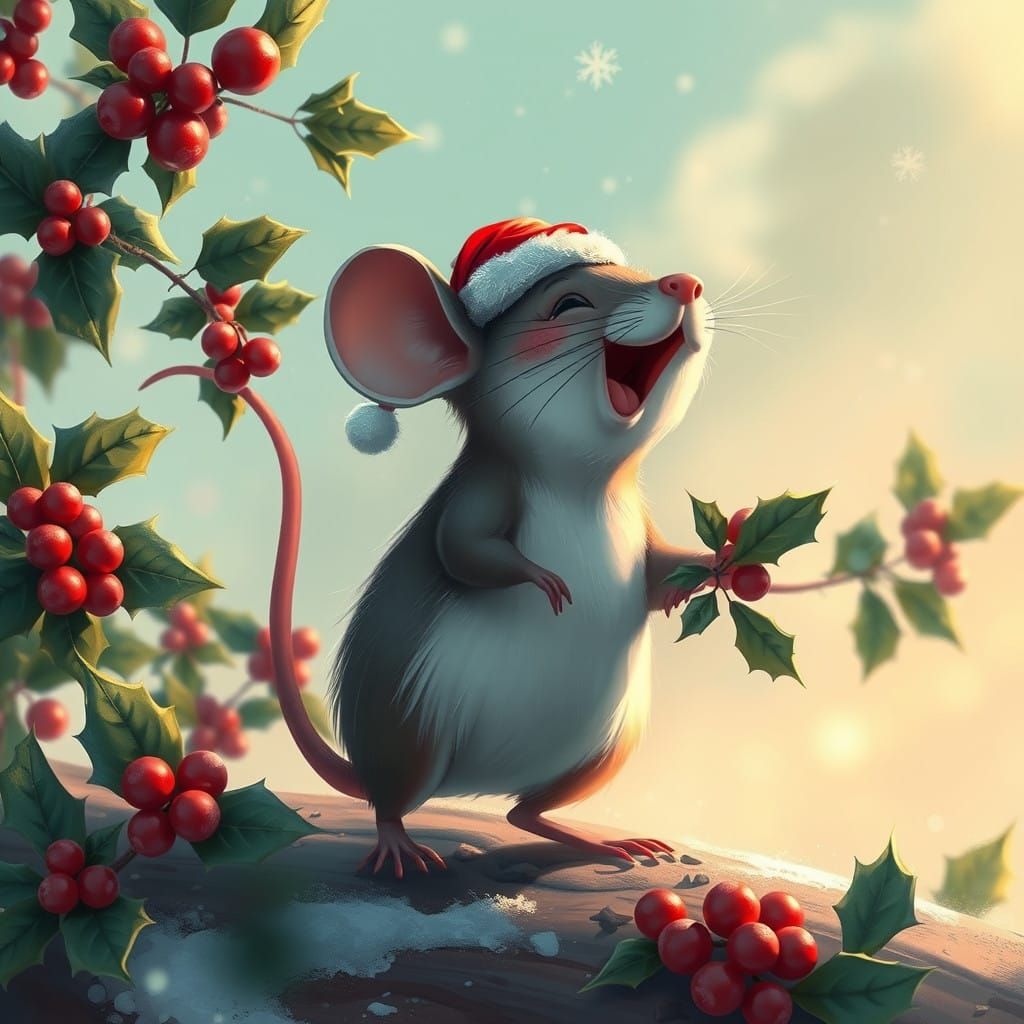 Whimsical Mouse in Merry Christmas Wonderland