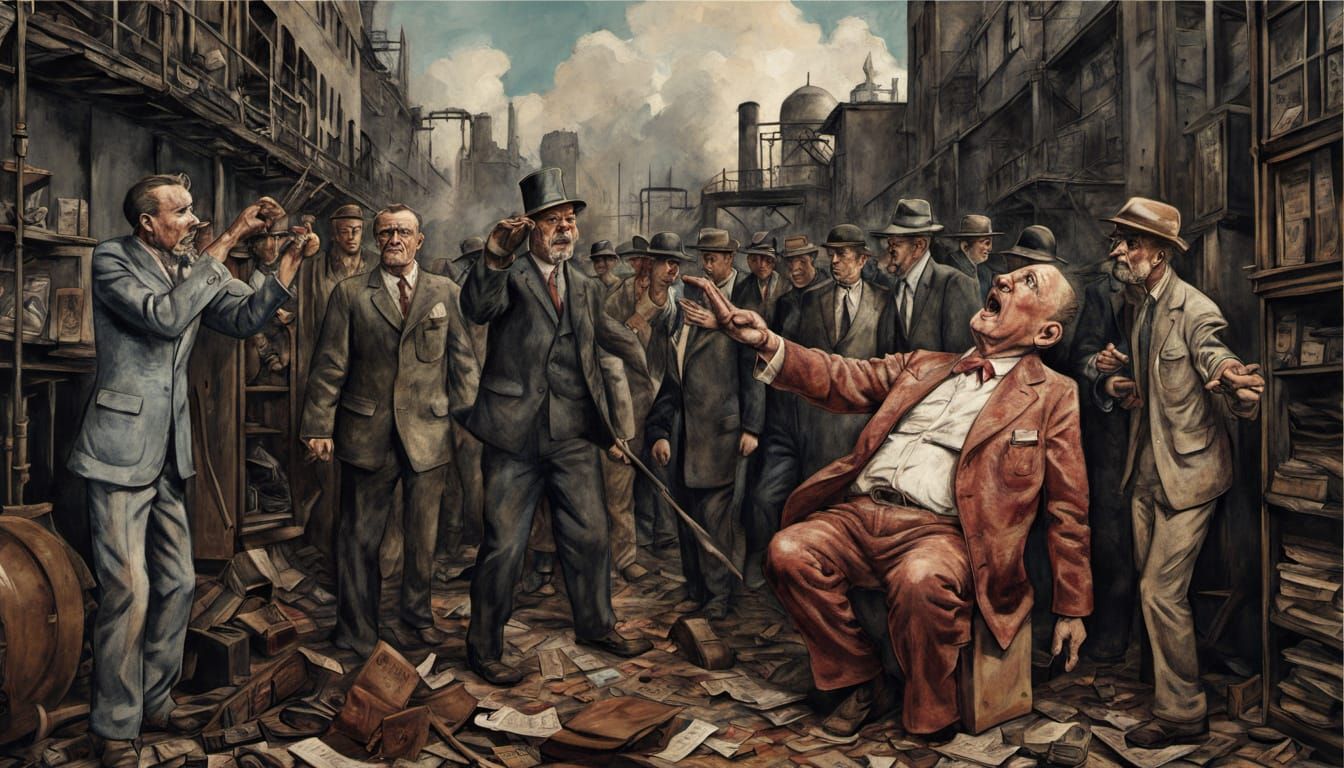 Simultaneous Actions Figure in German Dada Style