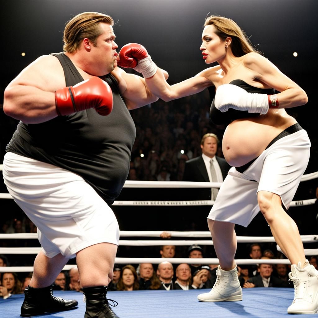 Celebrity Look-alikes Boxing Match with Crowded Audience