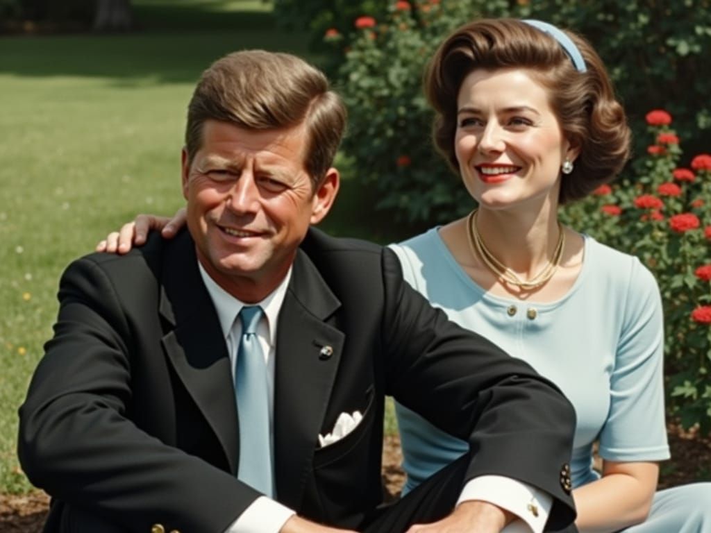 JFK and Jackie in Rockwell-esque Garden