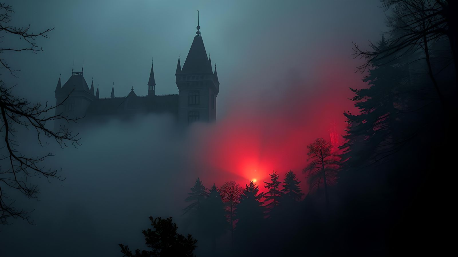 Ominous Haunted House in Eerie Forest: Hyperrealism