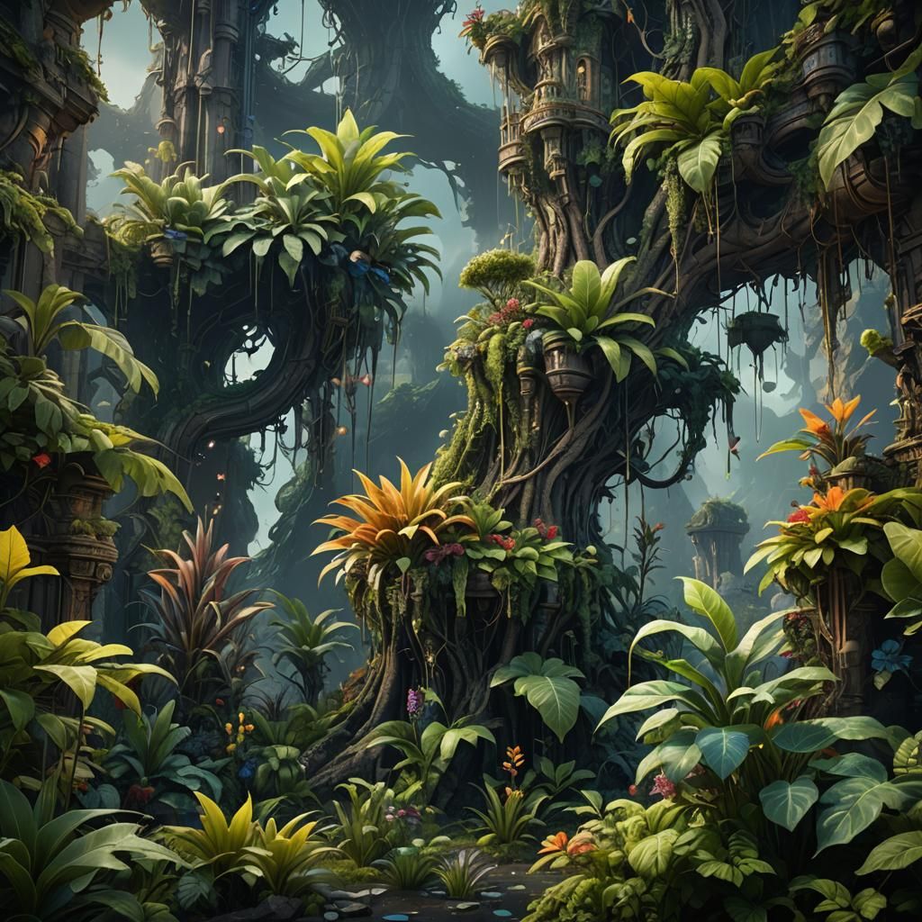 Fantastical Plant Duality: Detailed Matte Painting