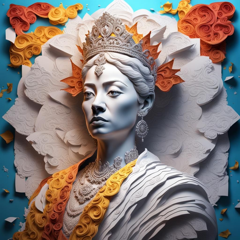 Toilet Paper Empress Hyperrealistic Splash Art