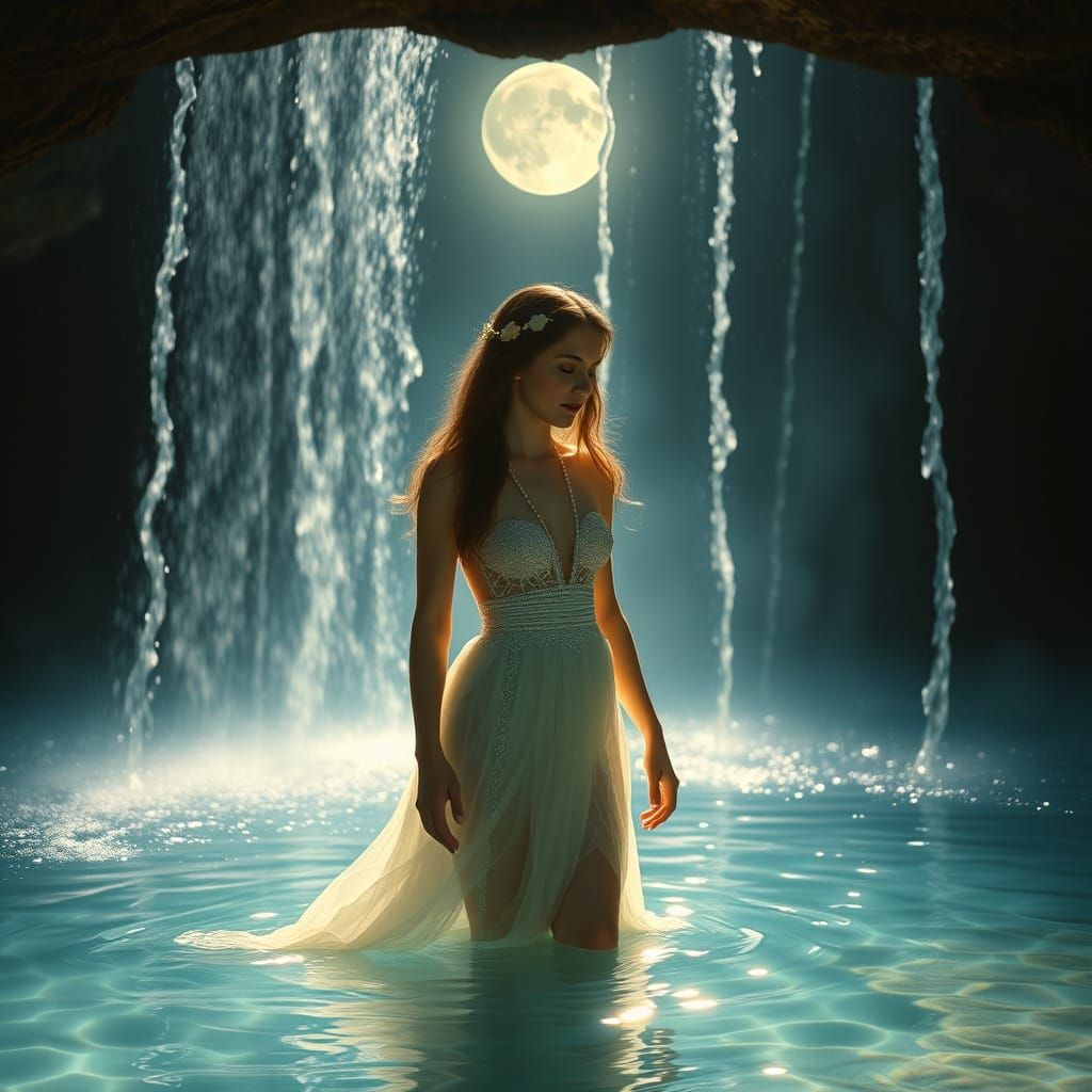 Ethereal Water Nymph Portrait in Fairytale Style