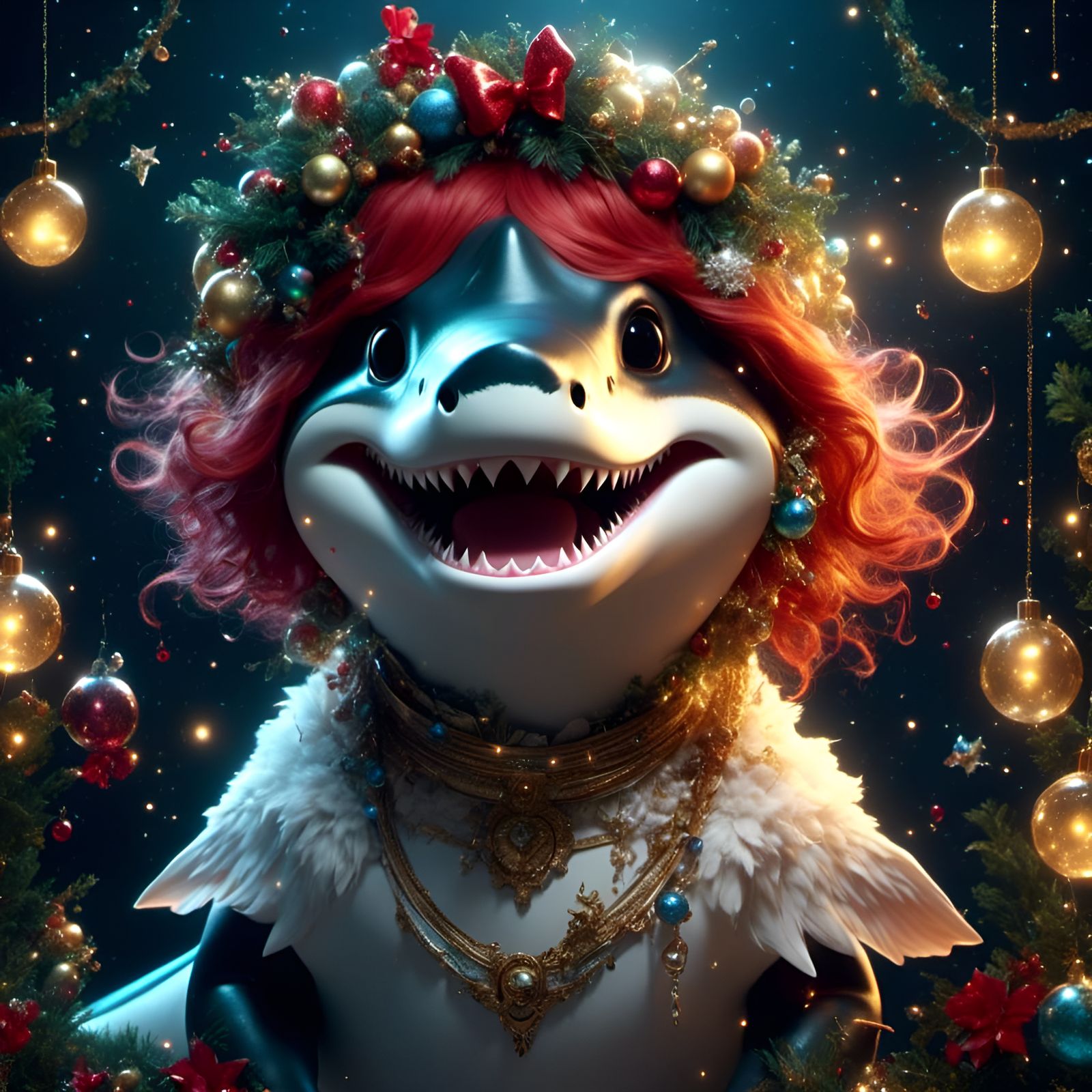Adorable Shark Angel Sings a Christmas Carol