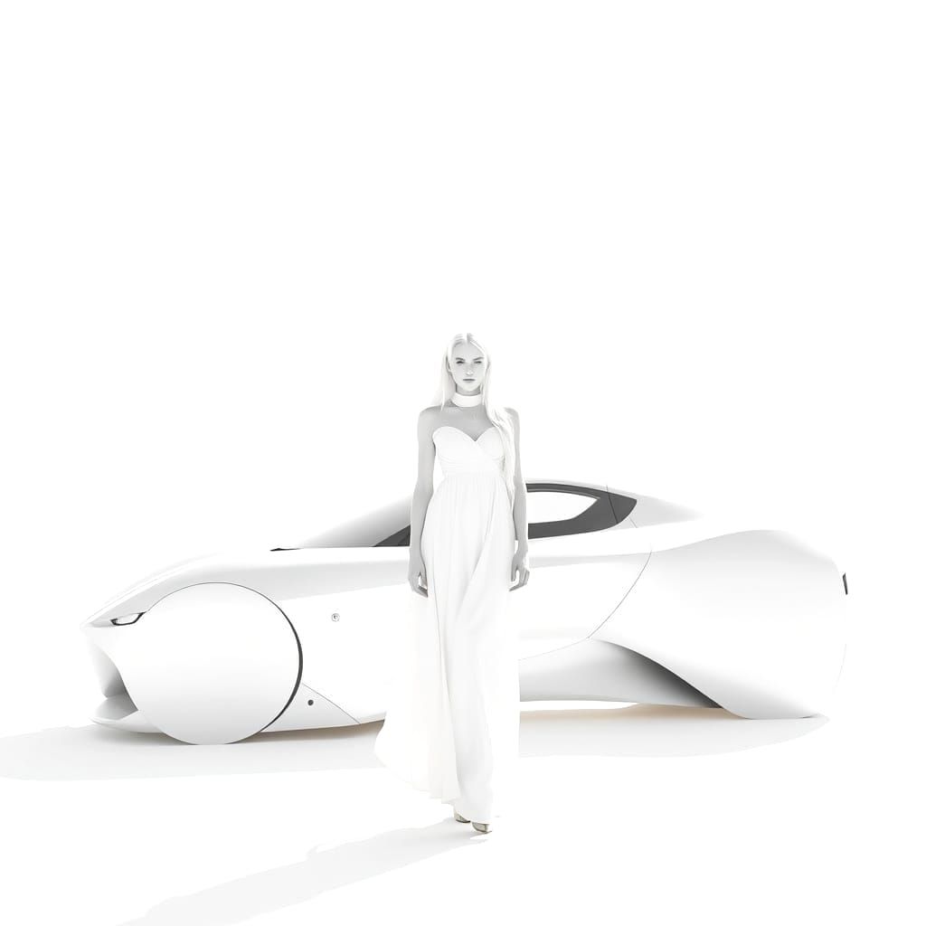 Minimalist White Desert Scene with Albino Girl