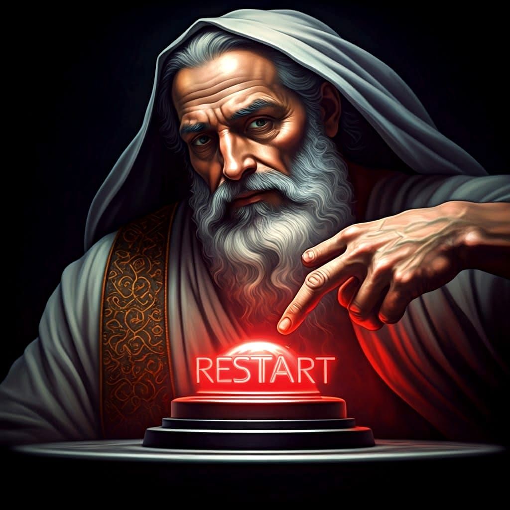 God Stretches for the Restart Button in Renaissance Style