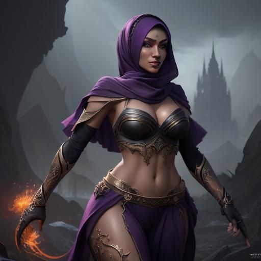 Woman in Hijab: Detailed Matte Painting in 8K