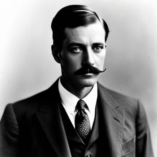 Man with Villainous Mustache: Digital Art Portrait