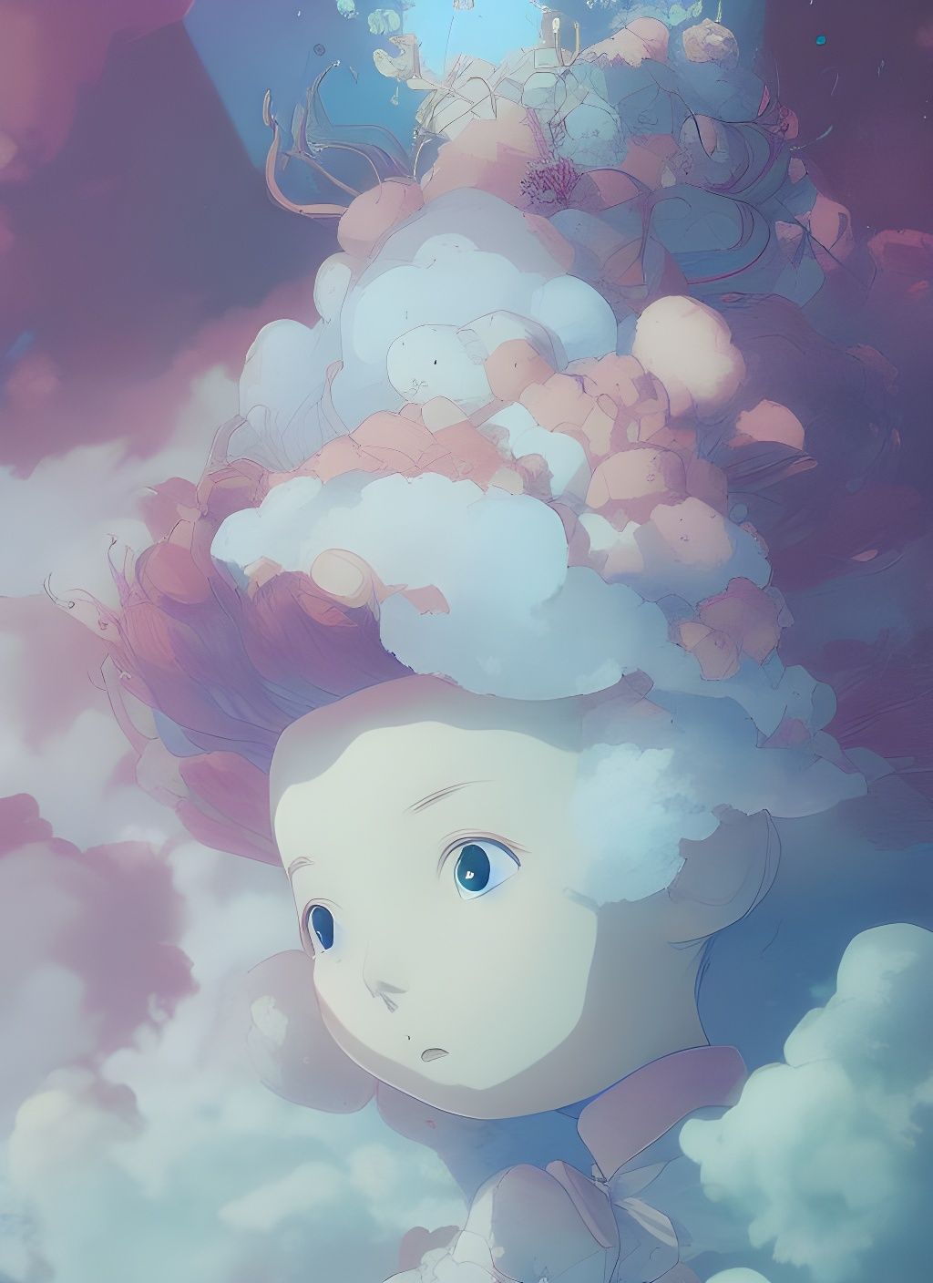 Cute Cloud Princess Portrait in Digital Illustration