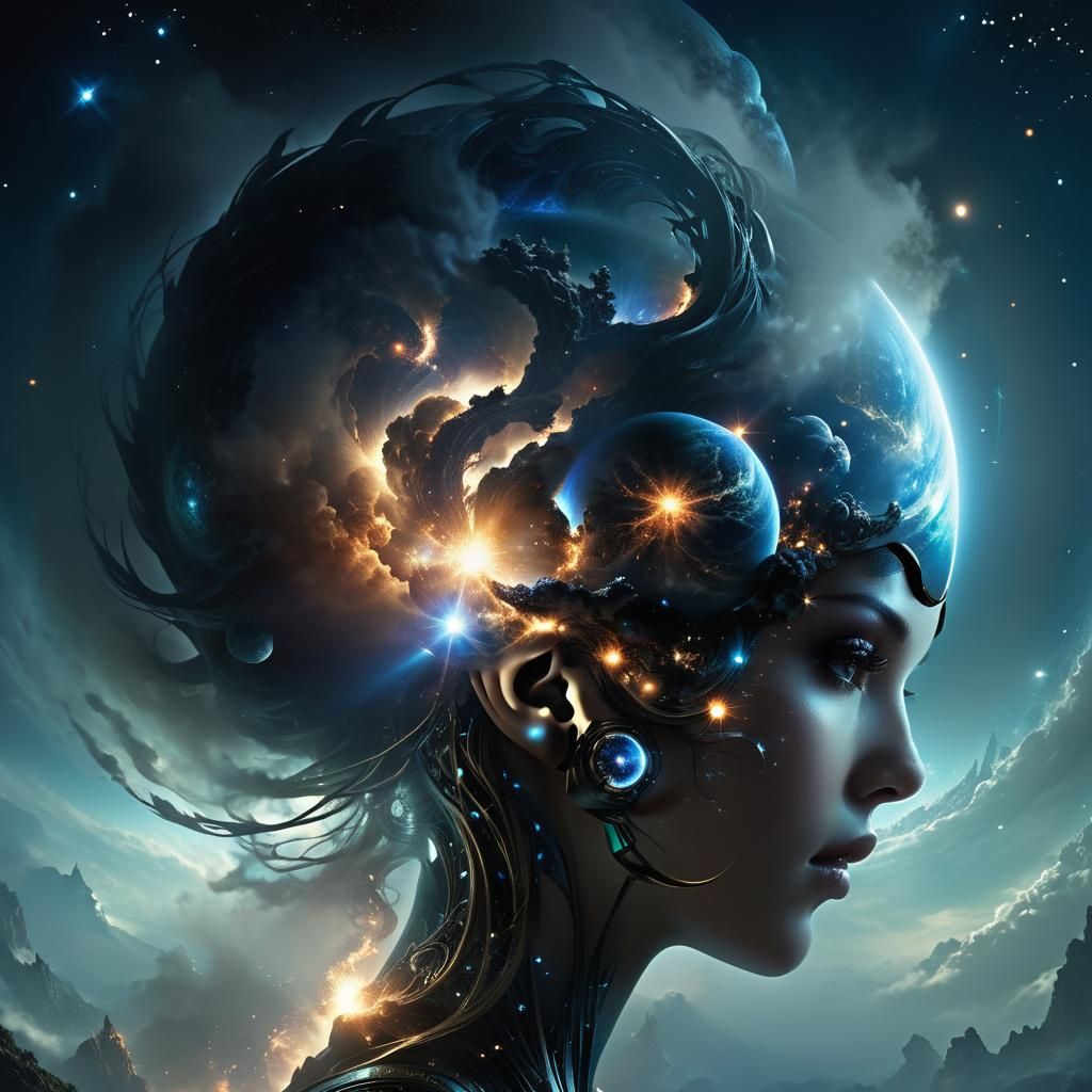 Birth of a Galaxy Inside a Female Head