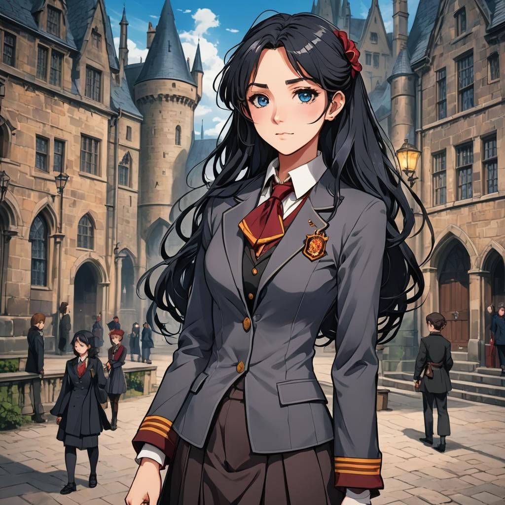 Anime Hogwarts Witch in Victorian Uniform